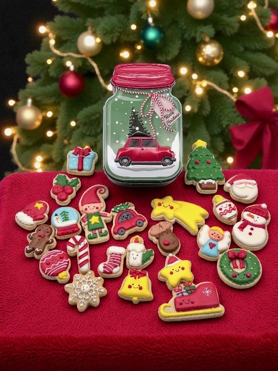 Caja de Navidad con Galletas Decoradas